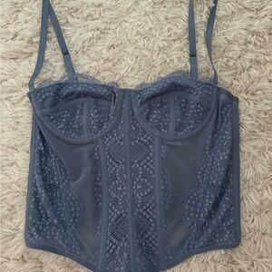 Shein blue lace corset going out top